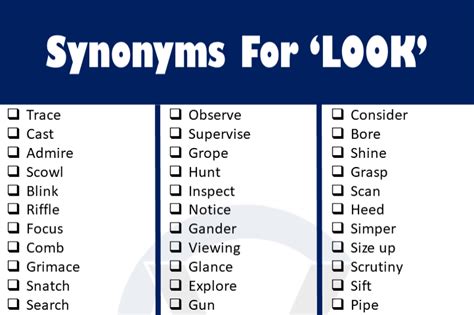 another word for looks at.